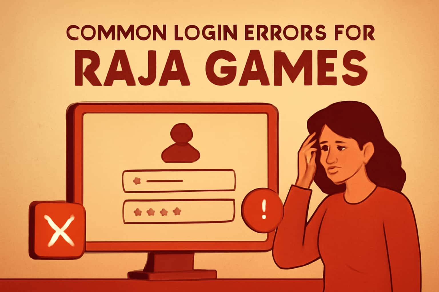 An illustrative depiction of common login errors for Raja Games.