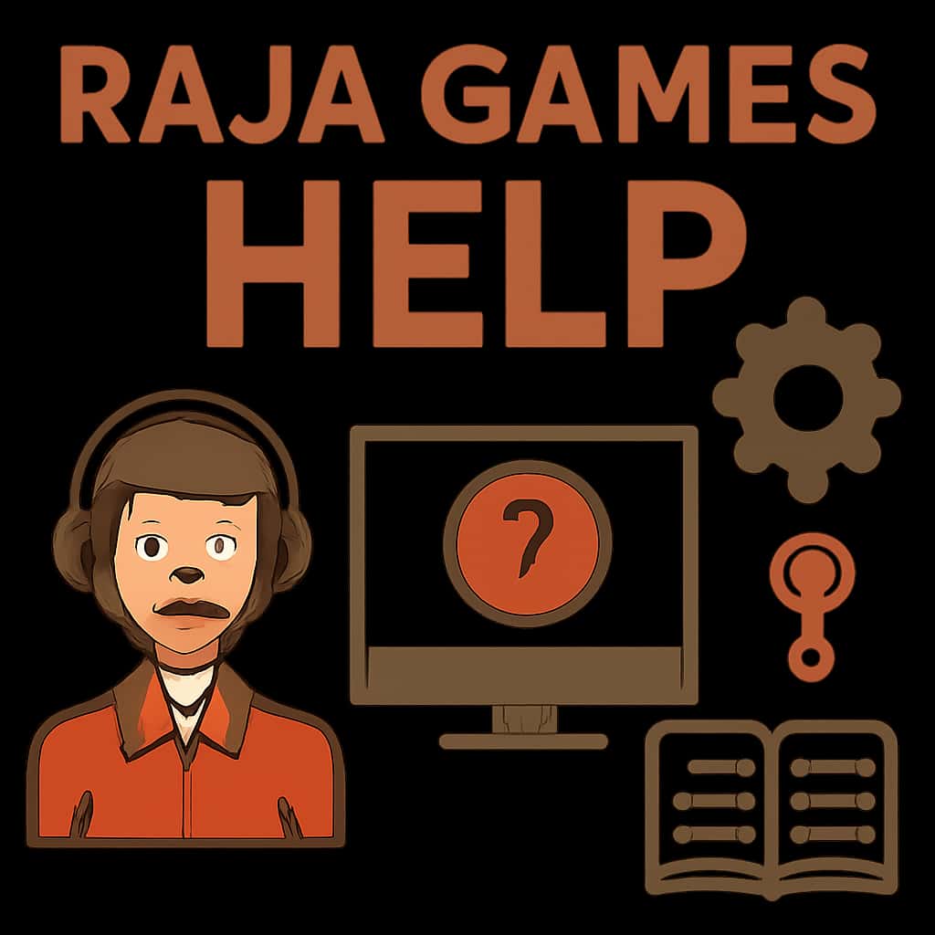 Illustration of the help topics covered in Raja Games Help.