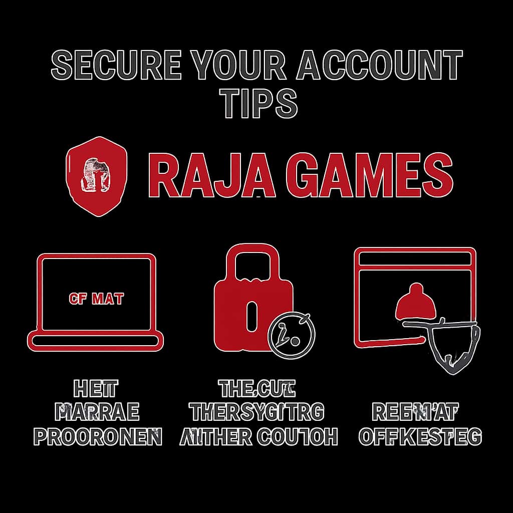 An educational diagram illustrating steps for securing a Raja Games account.